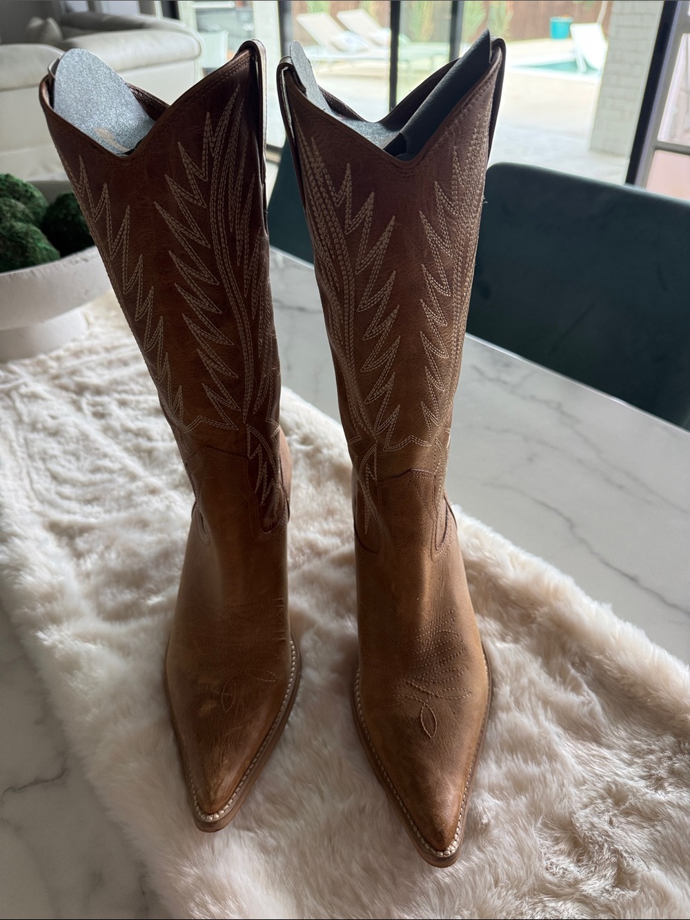 Penny Loves Kenny Brown leather Over-the-Knee Western Boots made in Brazil. - Picture 1 of 5